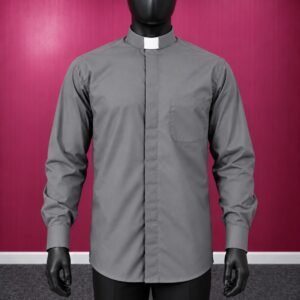 Grey Clergy Shirt with White Tab Collar | ClergyStore