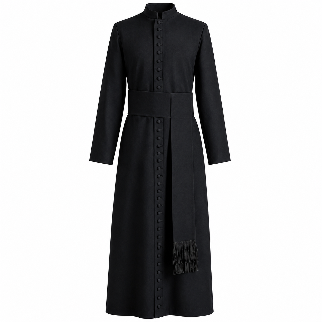 Black Clergy Cassock with Mandarin Collar and 33 Buttons - Image 3