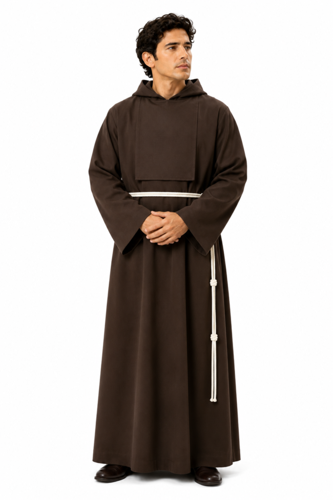 Brown Franciscan Habit with Hood and Rope Belt