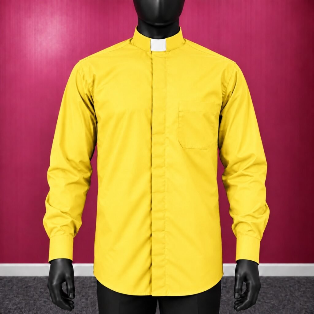 Yellow Clergy Shirt with White Tab Collar | ClergyStore