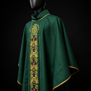 Green Chasuble with Ornate Gold IHS Embroidery